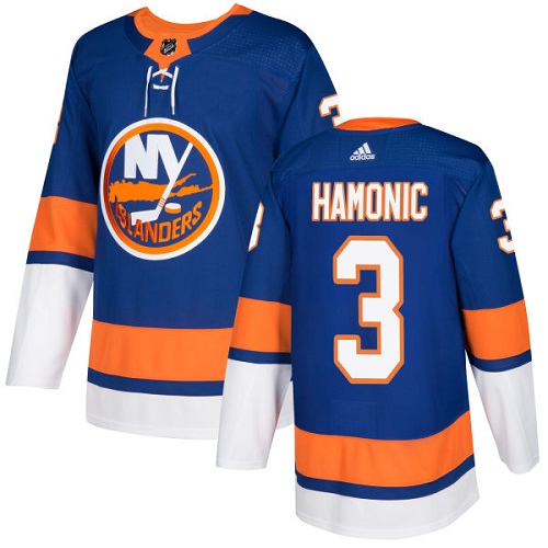 Adidas Islanders #3 Travis Hamonic Royal Blue Home Authentic Stitched Youth NHL Jersey