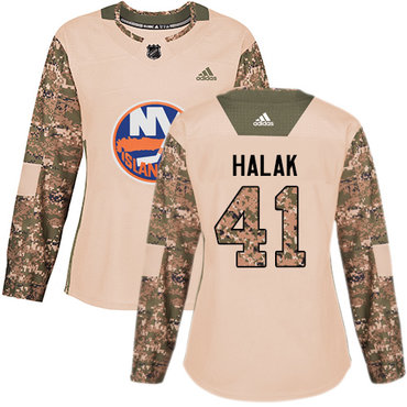 Adidas Islanders #41 Jaroslav Halak Camo Authentic 2017 Veterans Day Women's Stitched NHL Jersey