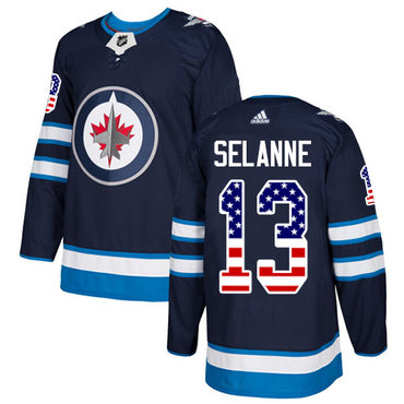 Adidas Jets #13 Teemu Selanne Navy Blue Home Authentic USA Flag Stitched NHL Jersey Adidas Jets #13 Teemu Selanne Navy Blue Home Authentic USA Flag Stitched NHL Jersey