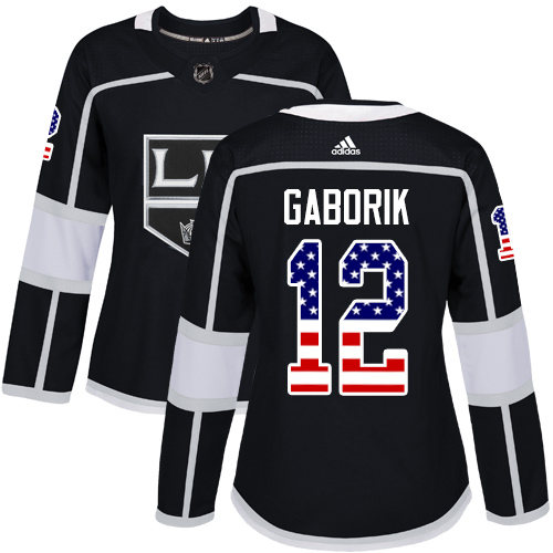 Adidas Kings #12 Marian Gaborik Black Home Authentic USA Flag Women's Stitched NHL Jersey Adidas Kings #12 Marian Gaborik Black Home Authentic USA Flag Women's Stitched NHL Jersey
