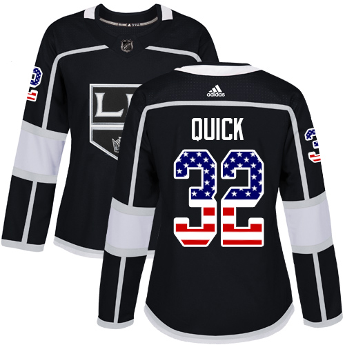 Adidas Kings #32 Jonathan Quick Black Home Authentic USA Flag Women's Stitched NHL Jersey Adidas Kings #32 Jonathan Quick Black Home Authentic USA Flag Women's Stitched NHL Jersey