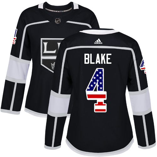 Adidas Kings #4 Rob Blake Black Home Authentic USA Flag Women's Stitched NHL Jersey Adidas Kings #4 Rob Blake Black Home Authentic USA Flag Women's Stitched NHL Jersey