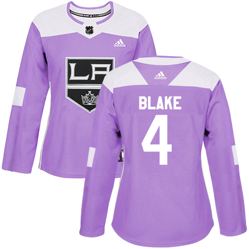 Adidas Kings #4 Rob Blake Purple Authentic Fights Cancer Women's Stitched NHL Jersey Adidas Kings #4 Rob Blake Purple Authentic Fights Cancer Women's Stitched NHL Jersey