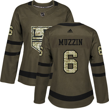 Adidas Kings #6 Jake Muzzin Green Salute to Service Women's Stitched NHL Jersey Adidas Kings #6 Jake Muzzin Green Salute to Service Women's Stitched NHL Jersey