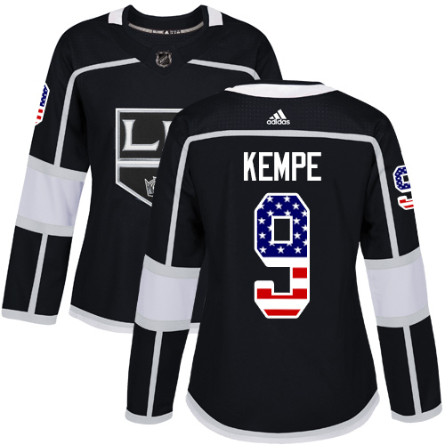 Adidas Kings #9 Adrian Kempe Black Home Authentic USA Flag Women's Stitched NHL Jersey Adidas Kings #9 Adrian Kempe Black Home Authentic USA Flag Women's Stitched NHL Jersey