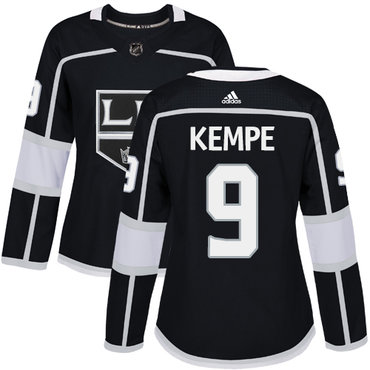 Adidas Kings #9 Adrian Kempe Black Home Authentic Women's Adidas Kings #9 Adrian Kempe Black Home Authentic Women's