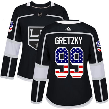 Adidas Kings #99 Wayne Gretzky Black Home Authentic USA Flag Women's Stitched NHL Jersey Adidas Kings #99 Wayne Gretzky Black Home Authentic USA Flag Women's Stitched NHL Jersey