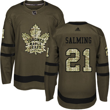 Adidas Maple Leafs #21 Borje Salming Green Salute to Service Stitched NHL Jersey