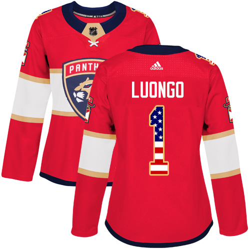 Adidas Panthers #1 Roberto Luongo Red Home Authentic USA Flag Women's Stitched NHL Jersey Adidas Panthers #1 Roberto Luongo Red Home Authentic USA Flag Women's Stitched NHL Jersey