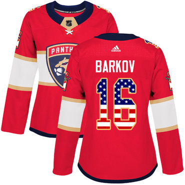 Adidas Panthers #16 Aleksander Barkov Red Home Authentic USA Flag Women's Stitched NHL Jersey Adidas Panthers #16 Aleksander Barkov Red Home Authentic USA Flag Women's Stitched NHL Jersey