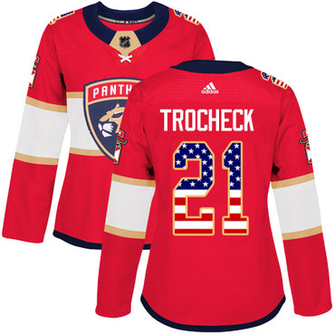 Adidas Panthers #21 Vincent Trocheck Red Home Authentic USA Flag Women's Stitched NHL Jersey Adidas Panthers #21 Vincent Trocheck Red Home Authentic USA Flag Women's Stitched NHL Jersey