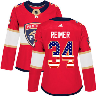 Adidas Panthers #34 James Reimer Red Home Authentic USA Flag Women's Stitched NHL Jersey Adidas Panthers #34 James Reimer Red Home Authentic USA Flag Women's Stitched NHL Jersey