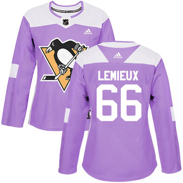 Adidas Penguins #66 Mario Lemieux Purple Authentic Fights Cancer Women's Stitched NHL Jersey