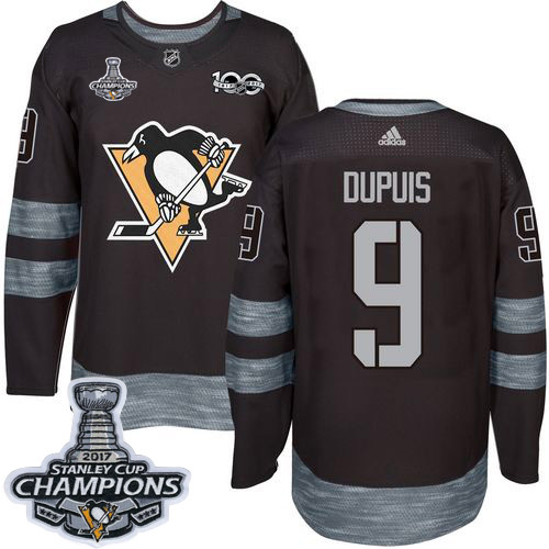 Adidas Penguins #9 Pascal Dupuis Black 1917-2017 100th Anniversary Stanley Cup Finals Champions Stitched NHL Jersey