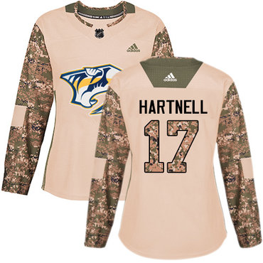 Adidas Predators #17 Scott Hartnell Camo Authentic 2017 Veterans Day Women's Stitched NHL Jersey