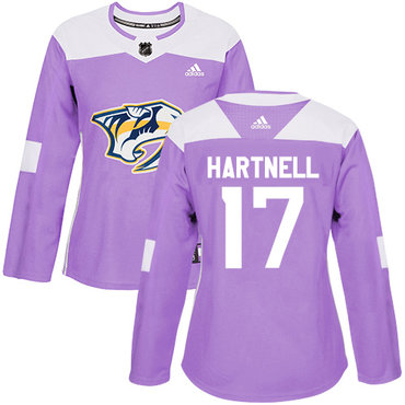 Adidas Predators #17 Scott Hartnell Purple Authentic Fights Cancer Women's Stitched NHL Jersey