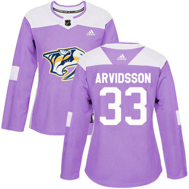 Adidas Predators #33 Viktor Arvidsson Purple Authentic Fights Cancer Women's Stitched NHL Jersey