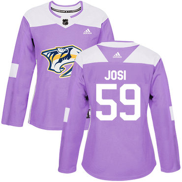 Adidas Predators #59 Roman Josi Purple Authentic Fights Cancer Women's Stitched NHL Jersey