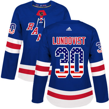 Adidas Rangers #30 Henrik Lundqvist Royal Blue Home Authentic USA Flag Women's Stitched NHL Jersey Adidas Rangers #30 Henrik Lundqvist Royal Blue Home Authentic USA Flag Women's Stitched NHL Jersey