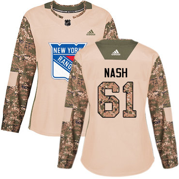 Adidas Rangers #61 Rick Nash Camo Authentic 2017 Veterans Day Women's Stitched NHL Jersey