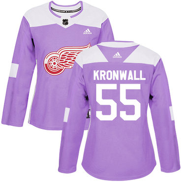 Adidas Red Wings #55 Niklas Kronwall Purple Authentic Fights Cancer Women's Stitched NHL Jersey