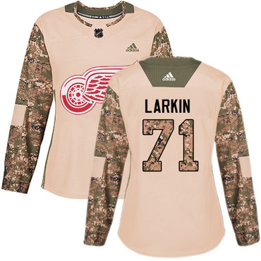 Adidas Red Wings #71 Dylan Larkin Camo Authentic 2017 Veterans Day Women's Stitched NHL Jersey