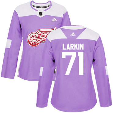Adidas Red Wings #71 Dylan Larkin Purple Authentic Fights Cancer Women's Stitched NHL Jersey