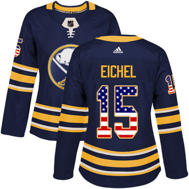 Adidas Sabres #15 Jack Eichel Navy Blue Home Authentic USA Flag Women's Stitched NHL Jersey