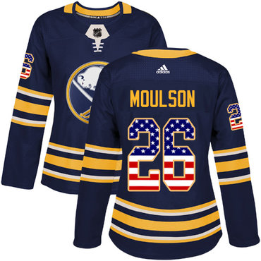 Adidas Sabres #26 Matt Moulson Navy Blue Home Authentic USA Flag Women's Stitched NHL Jersey