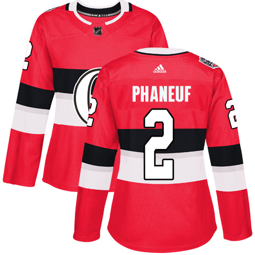 Adidas Senators #2 Dion Phaneuf Red Authentic 2017 100 Classic Women's Stitched NHL Jersey