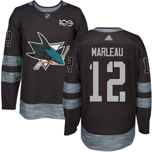 Adidas Sharks #12 Patrick Marleau Black 1917-2017 100th Anniversary Stitched NHL Jersey