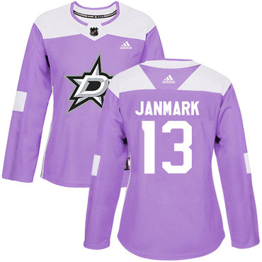 Adidas Stars #13 Mattias Janmark Purple Authentic Fights Cancer Women's Stitched NHL Jersey Adidas Stars #13 Mattias Janmark Purple Authentic Fights Cancer Women's Stitched NHL Jersey
