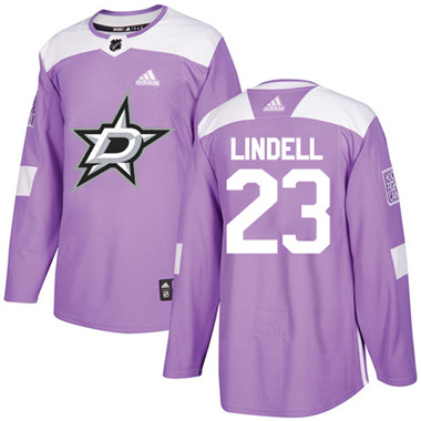 Adidas Stars #23 Esa Lindell Purple Authentic Fights Cancer Stitched NHL Jersey
