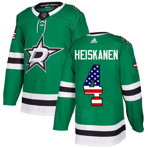 Adidas Stars #4 Miro Heiskanen Green Home Authentic USA Flag Youth Stitched NHL Jersey Adidas Stars #4 Miro Heiskanen Green Home Authentic USA Flag Youth Stitched NHL Jersey