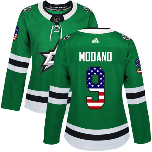 Adidas Stars #9 Mike Modano Green Home Authentic USA Flag Women's Stitched NHL Jersey Adidas Stars #9 Mike Modano Green Home Authentic USA Flag Women's Stitched NHL Jersey