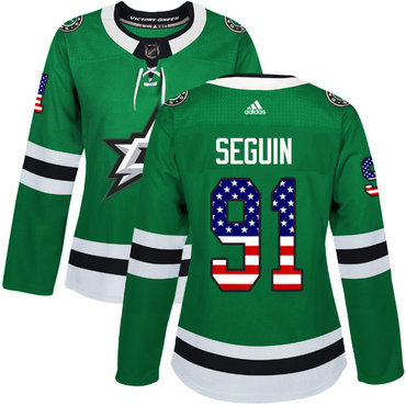 Adidas Stars #91 Tyler Seguin Green Home Authentic USA Flag Women's Stitched NHL Jersey Adidas Stars #91 Tyler Seguin Green Home Authentic USA Flag Women's Stitched NHL Jersey