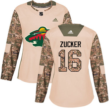 Adidas Wild #16 Jason Zucker Camo Authentic 2017 Veterans Day Women's Stitched NHL Jersey