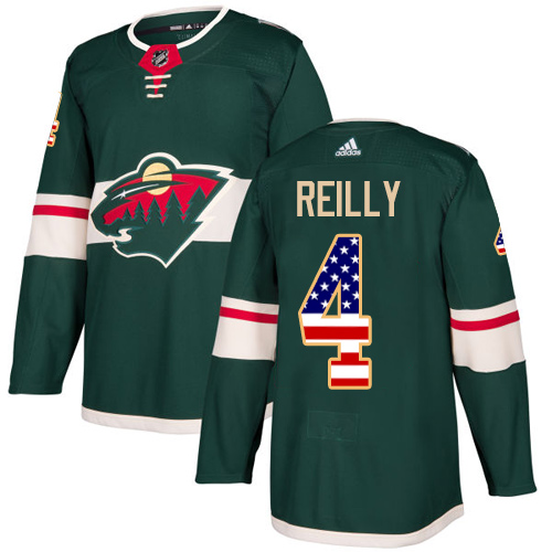Adidas Wild #4 Mike Reilly Green Home Authentic USA Flag Stitched Youth NHL Jersey Adidas Wild #4 Mike Reilly Green Home Authentic USA Flag Stitched Youth NHL Jersey