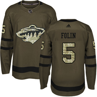 Adidas Wild #5 Christian Folin Green Salute to Service Stitched NHL Jersey