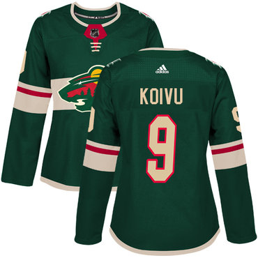 Adidas Wild #9 Mikko Koivu Green Home Authentic Women's Stitched NHL Jersey Adidas Wild #9 Mikko Koivu Green Home Authentic Women's Stitched NHL Jersey