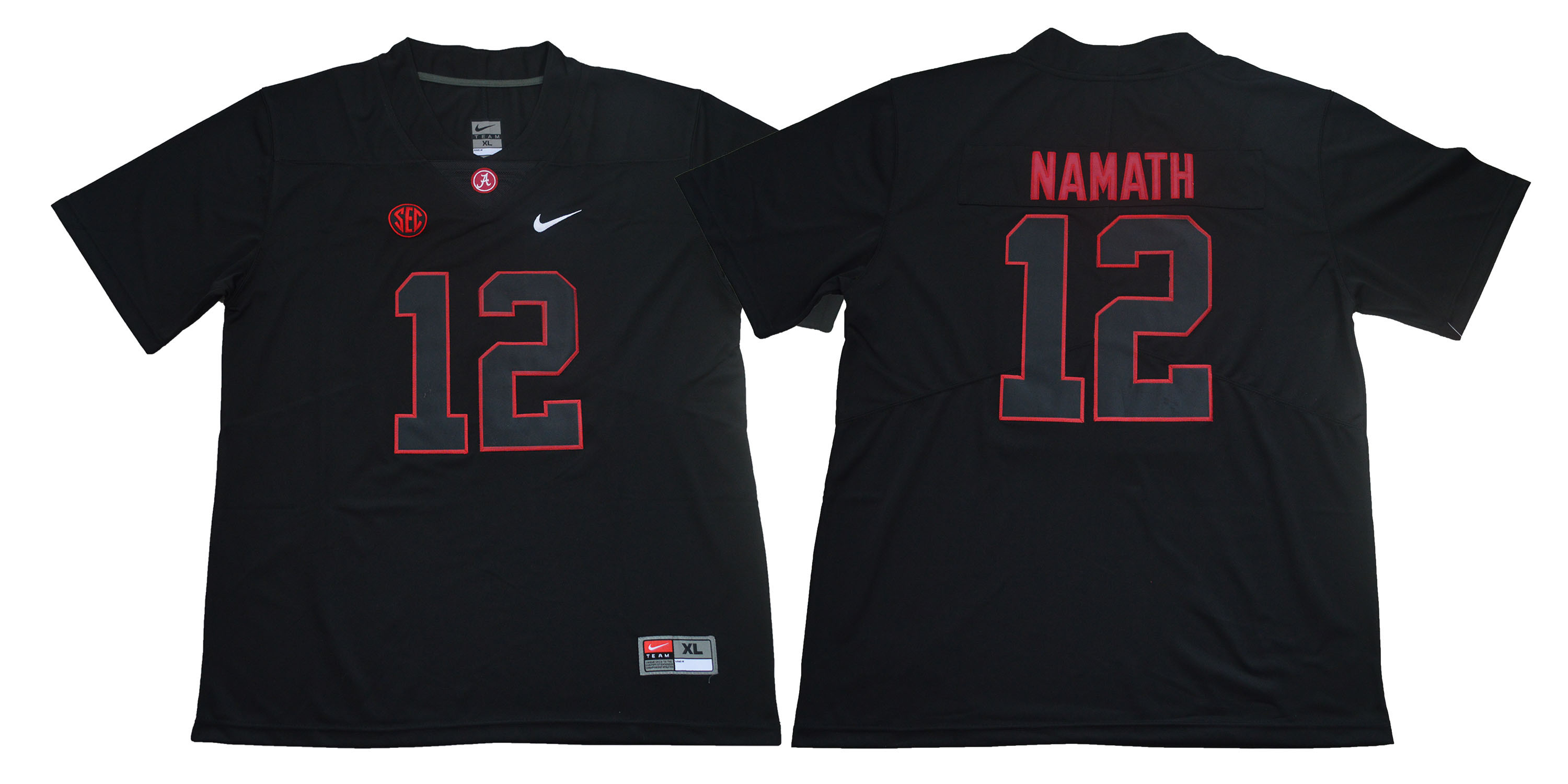 Alabama Crimson Tide 12 Joe Namath Black Shadow Nike College Football Jersey Alabama Crimson Tide 12 Joe Namath Black Shadow Nike College Football Jersey