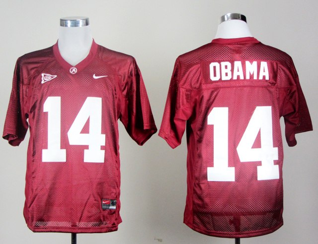 Alabama Crimson Tide 14th Championship Anniversary President Barack Obama 14 Crimson College Football Jersey