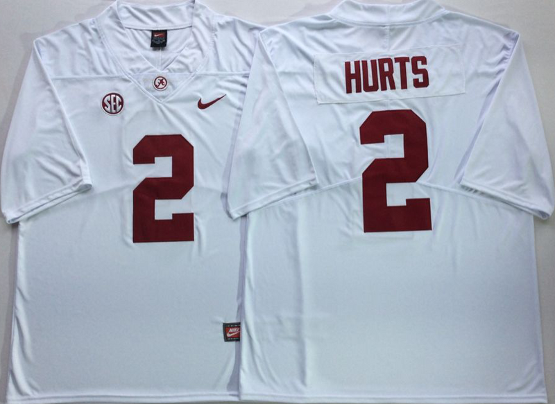 Alabama Crimson Tide 2 Jalen Hurts White Nike College Football Jersey Alabama Crimson Tide 2 Jalen Hurts White Nike College Football Jersey