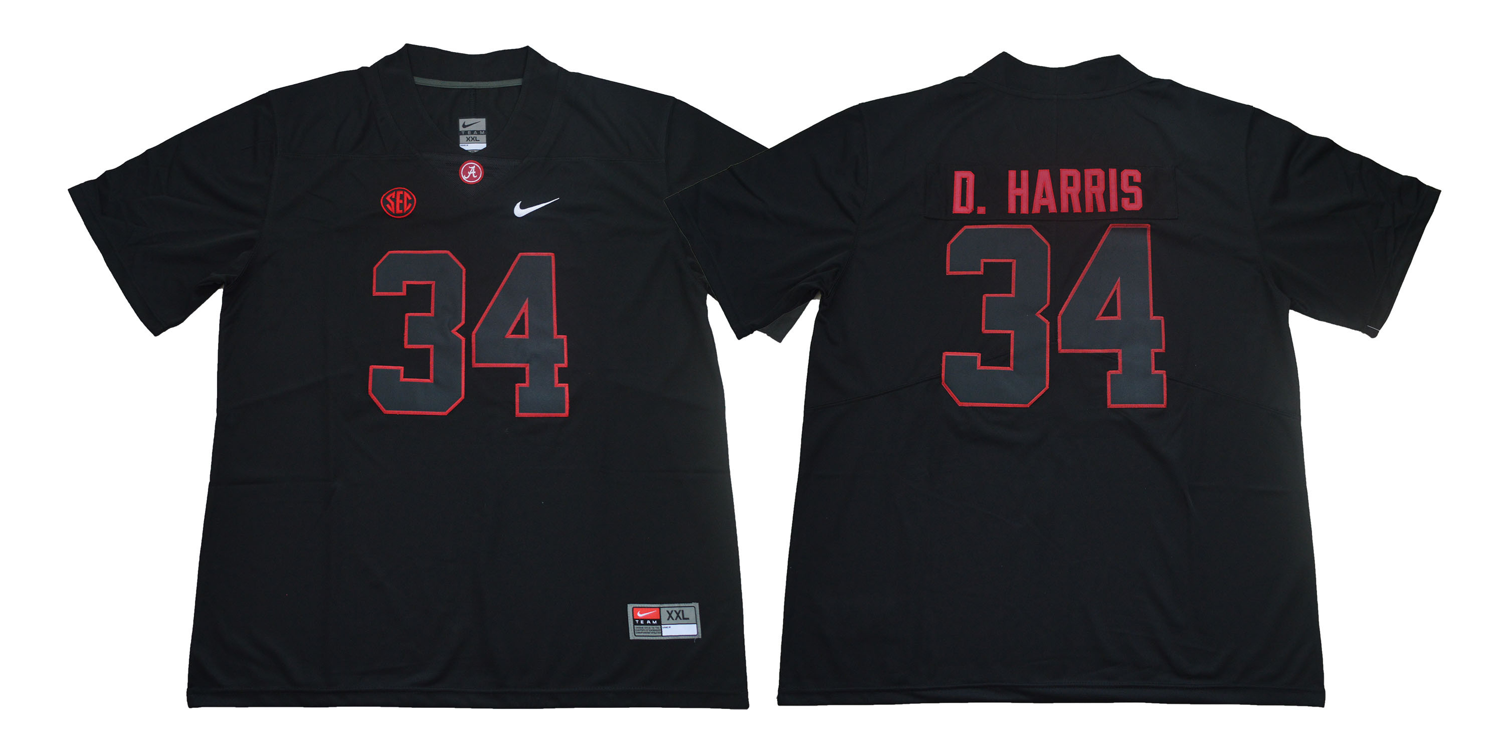 Alabama Crimson Tide 34 Damien Harris Black Nike College Football Jersey Alabama Crimson Tide 34 Damien Harris Black Nike College Football Jersey