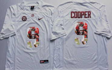 Alabama Crimson Tide 9 Amari Cooper White Portrait Number College Jersey Alabama Crimson Tide 9 Amari Cooper White Portrait Number College Jersey