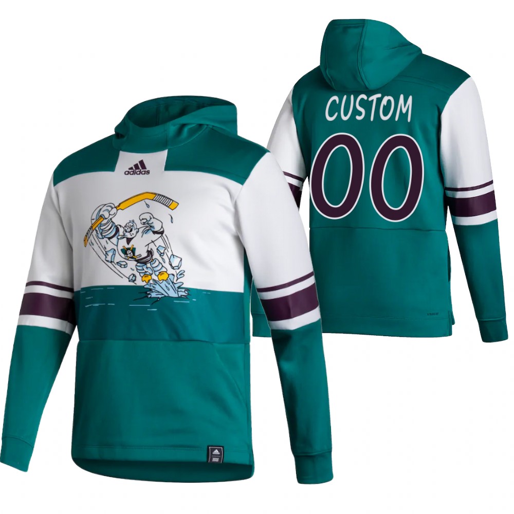 Anaheim Ducks Custom Adidas Reverse Retro Pullover Hoodie White Green