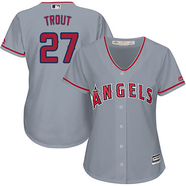 Angels #27 Mike Trout Grey Road Women's Stitched MLB Jersey Angels #27 Mike Trout Grey Road Women's Stitched MLB Jersey