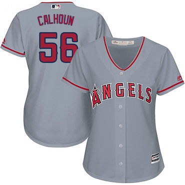 Angels #56 Kole Calhoun Grey Road Women's Stitched MLB Jersey Angels #56 Kole Calhoun Grey Road Women's Stitched MLB Jersey