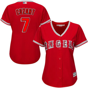 Angels #7 Zack Cozart Red Alternate Women's Stitched MLB Jersey Angels #7 Zack Cozart Red Alternate Women's Stitched MLB Jersey