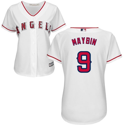 Angels #9 Cameron Maybin White Home Women's Stitched MLB Jersey Angels #9 Cameron Maybin White Home Women's Stitched MLB Jersey